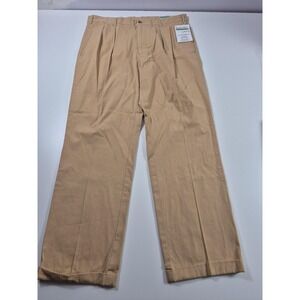 Orvis Buzz Off High Meadows Pants Mens 38x32 Beige Pleated Cuffed Khaki Travel